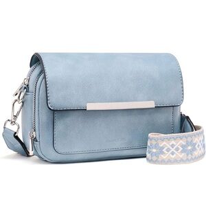 Roulens Blue Crossbody Bag with Patterned Strap